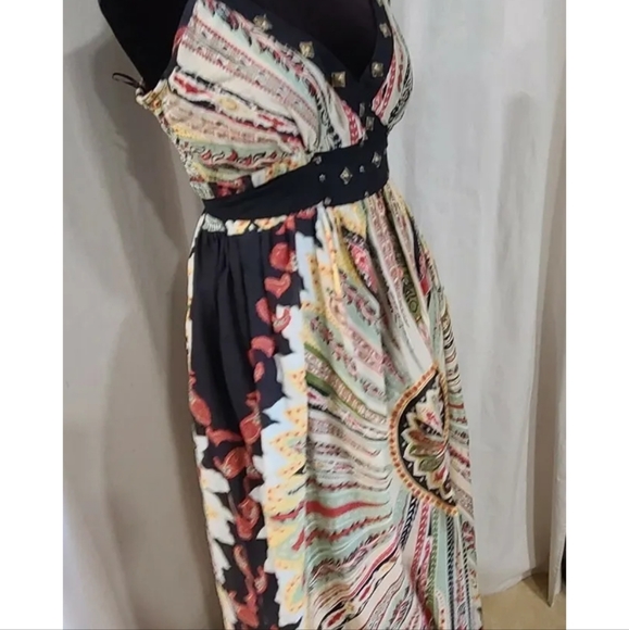 Fun And Flirt Maxi Print Long Dress Womens Size Large Cotton - Picture 3 of 12